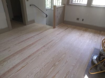 Small sand and paint job on pine floors on Bray's Island. Steps were brushed by ...